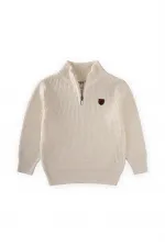 Pull Selanik Knitwear à fermeture éclair, 2-11 ans, écru