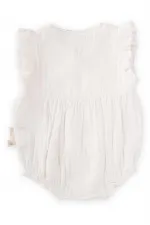 Organic Müslin Dantel Detaylı Şort Zıbın 0-2 Yaş Ekru