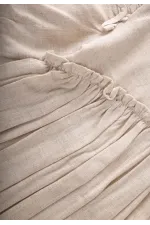 Robadan Fırfır Büzgülü Poplin Elbise 2-7 Yaş Naturel