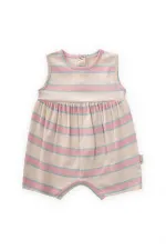 Salopette à larges rayures pour enfants de 0 à 3 ans, rayures roses et bleues