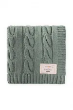 Couverture tricotée en maille 80 x 100 cm (+/- 5 cm) Vert menthe