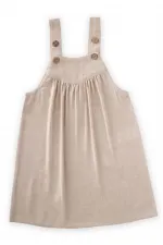 Askılı Keten Elbise 2-7 Yaş Naturel
