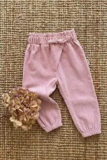 Pantalon harem bébé en velours lilas 0-3 ans