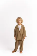 Keten Blazer Ceket 2-7 Yaş Caramel