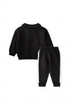 Embroidered Collar Sweatshirt Set, Ages 2-10, Black