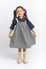 Pileli Tencel Jile 2-7 Yaş Gri