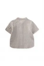 Müslin Gömlek 2-10 Yaş İndigo Kalın Çizgili