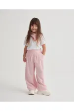 Pileli Bol Pantolon 2-7 Yaş Pembe