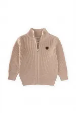 Selanik Fermuarlı Triko Hırka 2-11 Yaş Bej