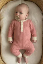 Biye Detaylı Tulum 0-2 Yaş Yavruağzı