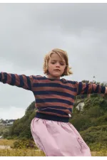 Striped Knitted Sweatshirt 2-12 Years Old Navy Blue Brown