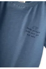 Slogan Printed T-Shirt, Ages 2-10, Indigo Blue