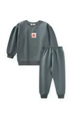 Ensemble sweat-shirt à étiquette détaillée pour enfants de 1 à 7 ans, vert