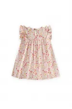 Robe à volants à motifs, 1-8 ans, écru