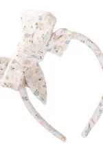 Couronne à grand nœud avec motif floral menthe