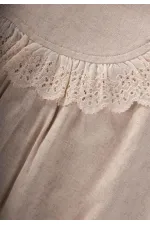 Robadan Dantelli Keten Bluz 2-7 Yaş Naturel
