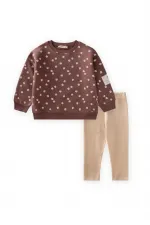 Kadife Taytlı Sweatshirt Takım 2-10 Yaş A Kahve