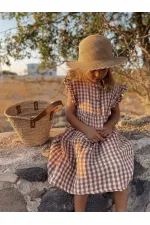 Robe à carreaux Peti marron, 1-8 ans