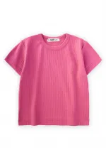 Basic Ribbed T-Shirt 1-5 Years Old Fuchsia