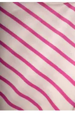 Çizgili Bağlamalı Kız T-Shırt 3-10 Yaş Fuşya Çizgili