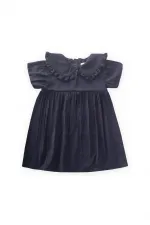 Yakalı Modal Elbise 2-10 Yaş Lacivert