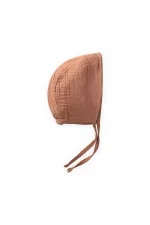 Tie-Up Baby Muslin Hat 0-2 years Light Brown
