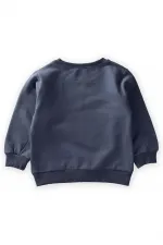 Çiçek Basdkılı Pullu Sweatshirt 1-6 Yaş Lacivert