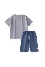 Ensemble Capri à imprimé palmier abstrait, 2-8 ans, bleu pastel