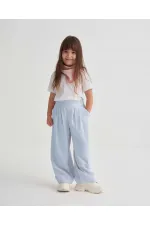 Pileli Bol Pantolon 2-7 Yaş Mavi