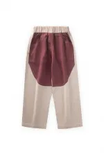 İki Renkli Keten Pantolon 2-7 Yaş Mürdüm