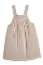 Askılı Keten Elbise 2-7 Yaş Naturel