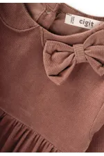 Robe en velours marron clair, 1-8 ans
