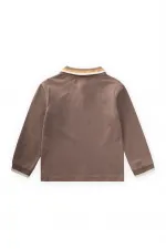 T-shirt à manches longues et col polo, couleur vison, 2-14 ans