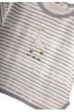 Baskılı Çizgili T-Shirt Takım 0-2 Yaş Gri Baskılı Çizgili T-Shirt Takım 0-2 Yaş Gri