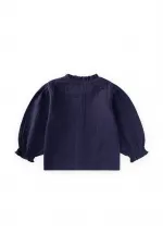 Organic Muslin Shirt for Ages 2-10, Navy Blue
