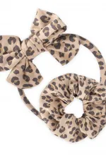 Taç Fiyoklu Lastikli Toka Seti Leopar Desen