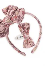 Taçlı Toka Seti Pudra Pembe Çiçekli