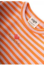 Ensemble bébé fille rayé en maille rose poudré et pêche, 0-3 ans