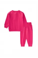 Raglan Sleeve Placket Boys Basic Suit 1-5 Years Fuchsia