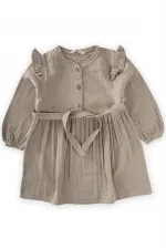 Ruffle Detail Muslin Dress, Ages 2-8, Mink Ruffle Detail Muslin Dress, Ages 2-8, Mink