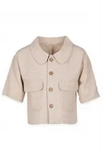 Sarh Keten Düğmeli Ceket 2-7 Yaş Naturel