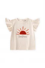 Pullu T-Shirt 1-10 Yaş Ekru