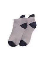 Zemini Ve Burnu Toprak Rekli Çocuk Patik Çorap 5-12- Gri-Lacivert