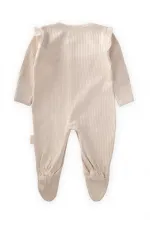 Robası Fırfırlı Ayaklı Fitilli Tulum 0-6 Ay Açık Bej