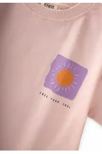 Yüksek Bel Pantolonlu Takım 2-10 Yaş Pudra Pembe