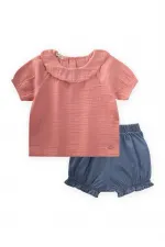 Baby Collar Denim Shorts Set for 0-4 Years Old Baby