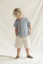 Müslin Gömlek Takım 1-8 Yaş İndigo Mavi