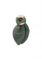 Wooden Muslin Fabric Teether Khaki Green