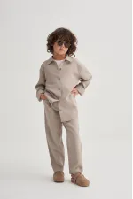 Gömlekli Tencel Takım 2-7 Yaş Bej