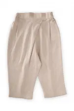 Çapraz Pileli Keten Pantolon 2-7 Yaş Naturel